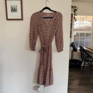 GAP Brown Floral Long Sleeve Dress